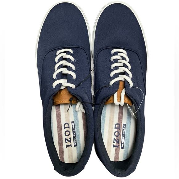 IZOD Men’s Shoes Blue and White Sneakers Memory Foam Navy Size 12 NIB - Picture 7 of 15